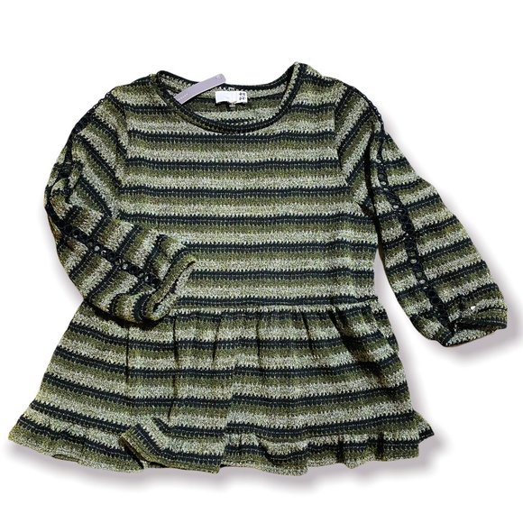 Anthropologie Ro & De Stripe Boho Babydoll Top Peplum Style NWT Size Medium - Picture 6 of 9